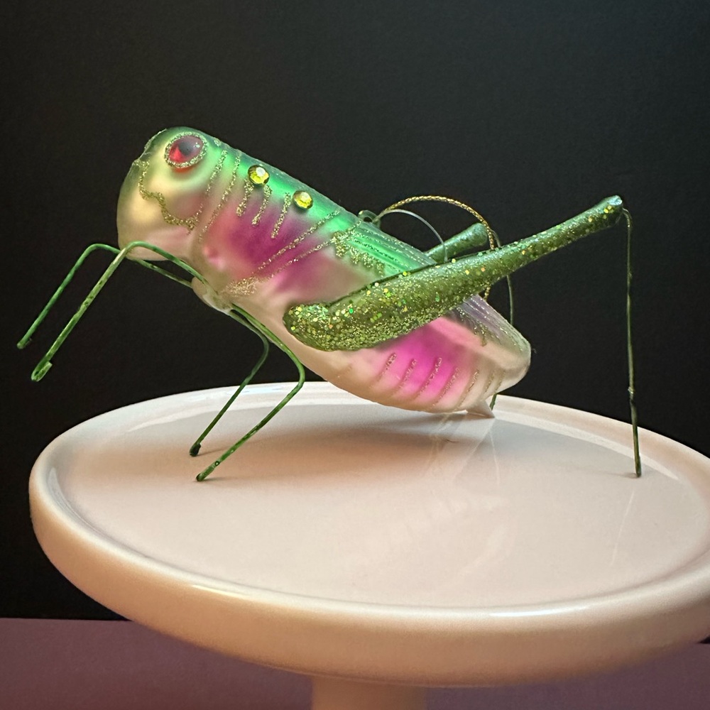 Green and Pink Grasshopper Ornament